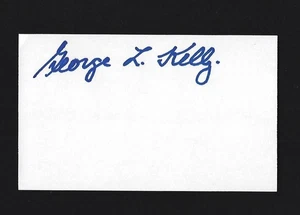Tarjeta índice autografiada de George L Kelly (HOF) 3 x 5 - Imagen 1 de 1