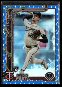 2025 Topps Holiday #H78 David Festa luces navideñas azules metálicas RC - gemelos - Imagen 1 de 2