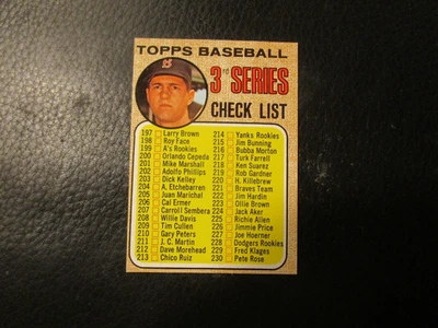 1968   TOPPS#192  3RD SERIES CHECKLIST  (YAZ)    EXMT - Image 1 of 2