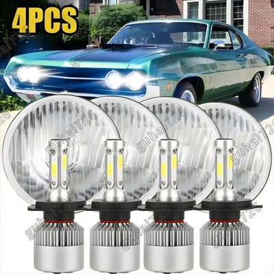 4pcs for Ford Thunderbird Torino 5.75" 5-3/4" Black LED Headlights High Low Beam — 第 1/4 张图片
