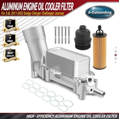Aluminum Engine Oil Cooler Filter Housing Fits 11-23 Dodge Jeep Chrysler Ram3.6L - Image 1 of 4