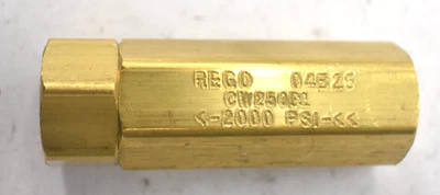 REGO Brass 1/4" Check Valve w Viton O Rings CW250BL 04B25 2000 PSI Genuine OEM - Image 1 of 4