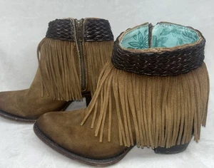 Botines de Vaquero Corral Artesanales Marrón con Flecos para Mujer Talla 7, Auténticos - Imagen 1 de 11