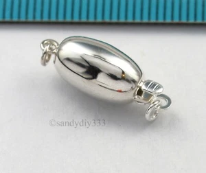 1x STERLING SILVER BRIGHT PLAIN OVAL 1-strand BOX CLASP 7mm x 12mm N425 - Picture 1 of 4