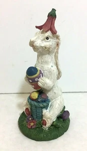 Easter Bunny Rabbit with Basket of Eggs Resin Figurine 4 3/4" Tall - Picture 1 of 6