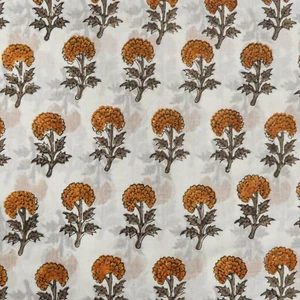 Cotton Sewing Fabric Block Printed Dressmaking Sewing Craft Fabric By The Yard - Picture 1 of 9