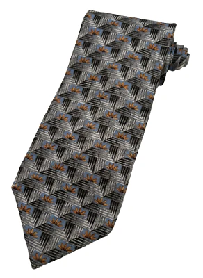 ERMENEGILDO ZEGNA Men's Tie 100% Silk ITALY Luxury FLORAL Gray/Orange EUC - Image 1 of 4