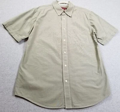 Covington Button Up Shirt Men’s Medium M Green White Striped Short Sleeve Pocket - Image 1 of 4