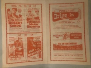 Folleto de película Florida Pinecrest Drive-In de 1950 Wake Red Witch Betty Grable más - Imagen 1 de 2