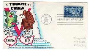 #906 Chinese Resistance Dorothy Knapp Hand Painted for Weigand 1942 WWII FDC - Picture 1 of 2
