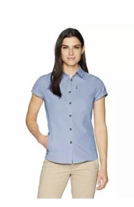 Camisa de viaje Solstice Apparel para mujer manga corta CIRRUS AZUL TALLA MEDIANA NUEVA CON ETIQUETAS - Imagen 1 de 11