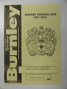 BURNLEY v OLDHAM ATHLETIC | 1991/1992 | RESERVES | 25 NOV 1991 | UK FREEPOST - Picture 1 of 3