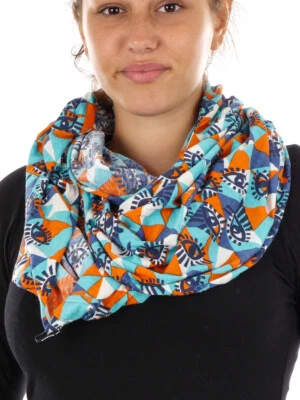 Cuello Barts Damas Lazo Kumquat Col Azul Oscuro Geométrico Patrón Gráfico Foto 1 de 2