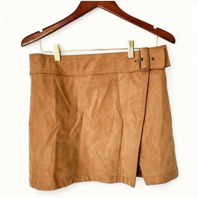 Minifalda Free People Ari envolvente de cuero sintético - Talla 10 - Tostado camel Foto 1 de 4