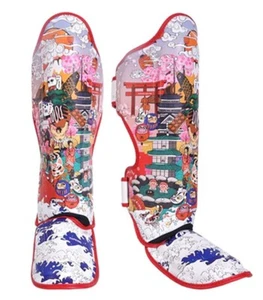 TOPKING SHIN GUARDS Boxing JAPAN CULTURE leather 100% Unique handmade Made in TH - Picture 1 of 8