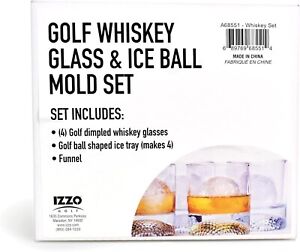 Golf Whiskey Glass Golf Ball Ice Set - 4 glasses and ice mold