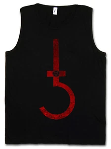 SATANIC CROSS GYM TANK TOP Symbol Pentagram 666 Sign Double Kreuz Church Satan - Picture 1 of 2