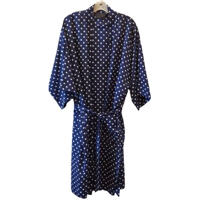 Vintage JCP Towncraft Light Robe Women's Polka Dot Navy White One Size Read - Image 1 of 4