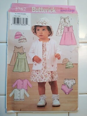 3782 Butterick Size NB-18mo Baby Dress Panties & Hat Pattern UNCUT  - Image 1 of 3
