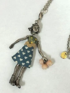 Servane Gaxotte Paris Girl Doll Pendant Necklace Silver Heart print dress tulip - Picture 1 of 7