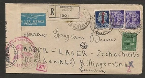 Italia 1944 República Socialista Ocupación Nazi Censor Cubierta a Alemania - Imagen 1 de 2