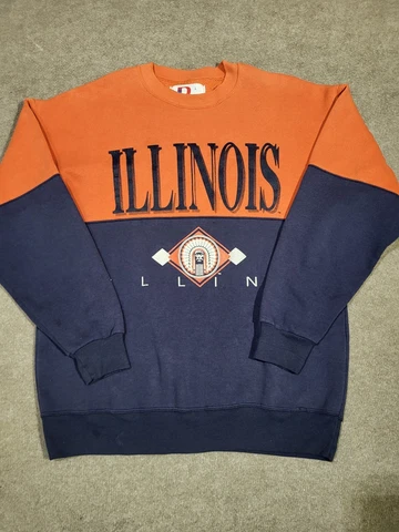 Vintage University Of Illinois Fighting Illini Pullover Sweatshirt Mens large Cover