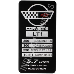 C4 1992 LT1 CORVETTE ENGINE ID SPEC METAL DATA PLATE CONSOLE ASHTRAY EMBLEM - Picture 1 of 4