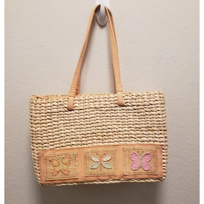 Bolso de hombro vintage Y2K Butterfly Cornhusk Foto 1 de 4