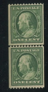 Unites States 1¢ Coil Postage Stamp #385 MNH OG Guideline Pair Certified - Picture 1 of 3