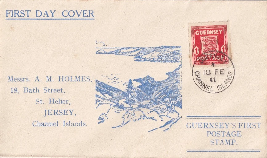 18th February 1941 Guernsey 1d Red Arms, illustrated Holmes first day cover - Image 1 of 1