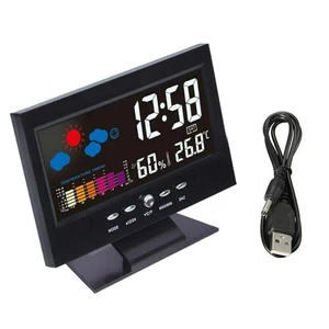 Color LCD Digital Alarm Snooze Calendar Thermometer Hygrometer Weather Display - Picture 1 of 16