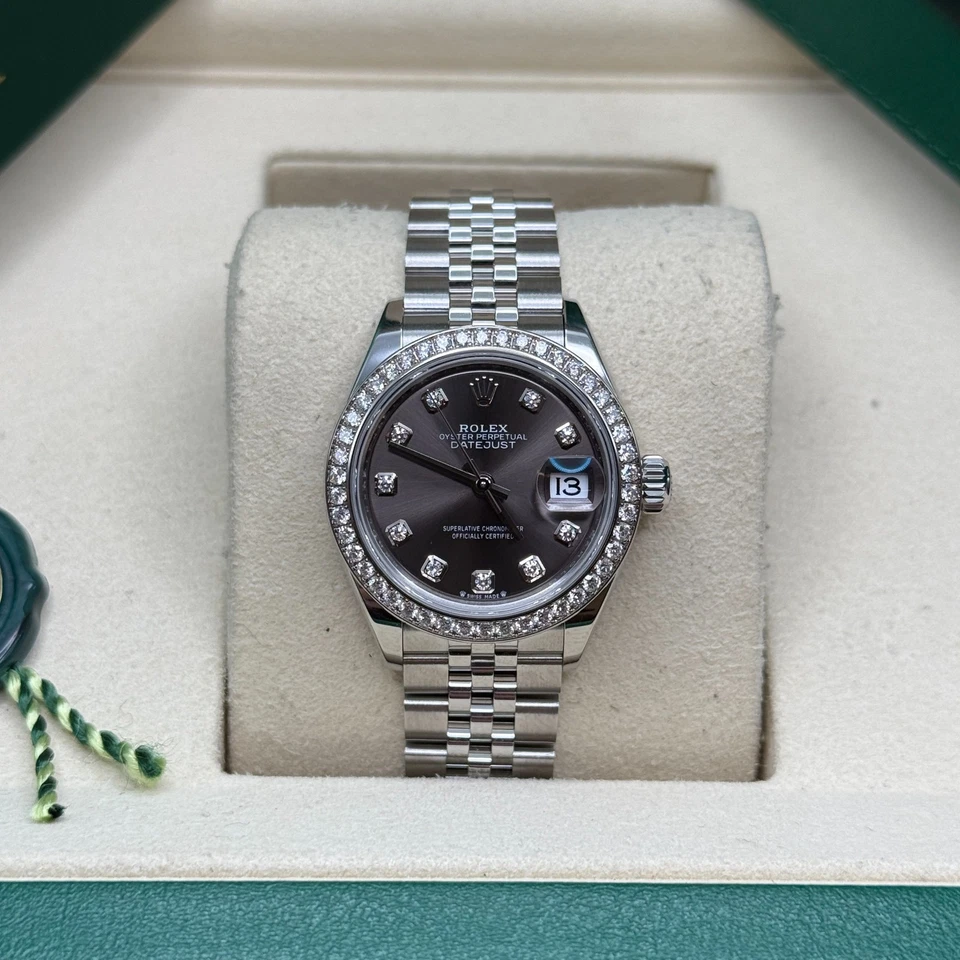 Rolex Lady-Datejust 28 esfera de diamante rodio acero inoxidable diamante jubileo Foto 1 de 4