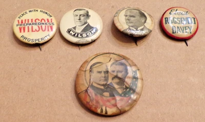 5 1896 W. MCKINNLEY. Woodrow Willson+T 1912 ROOSEVELT&MCKINNLEY, BOTONES DAVEY Foto 1 de 4