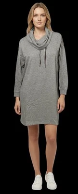 NWT TOMMY HILFIGER HEATHER GRAY COWL NECK SWEATSHIRT DRESS SZ MEDIUM MSRP $79.00 - Image 1 of 4