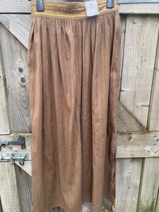 NEW TU BROWN/GOLD LONG MAXI GATHERED LIGHTWEIGHT SKIRT UK8 - BEACH/HOLIDAY - Picture 1 of 14