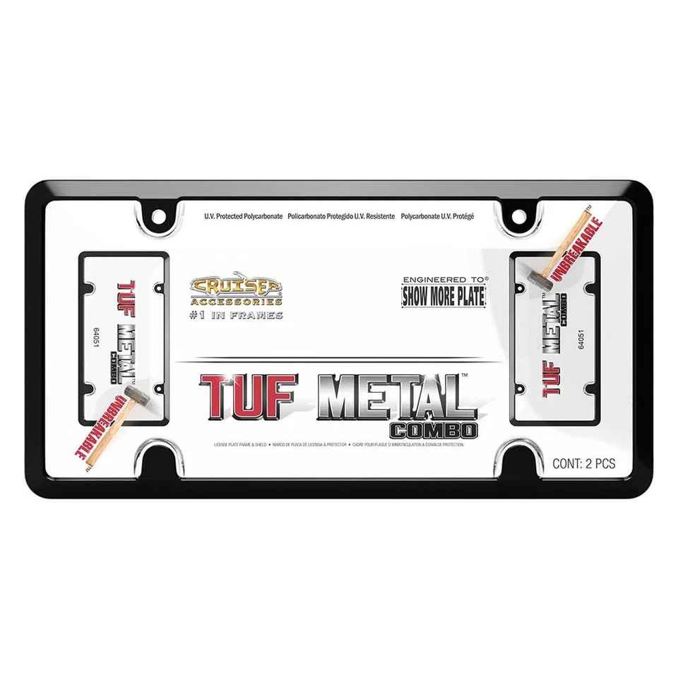 Cruiser 64051 Tuf Metal Combo Style Black / Clear License Plate Frame Foto 1 de 3