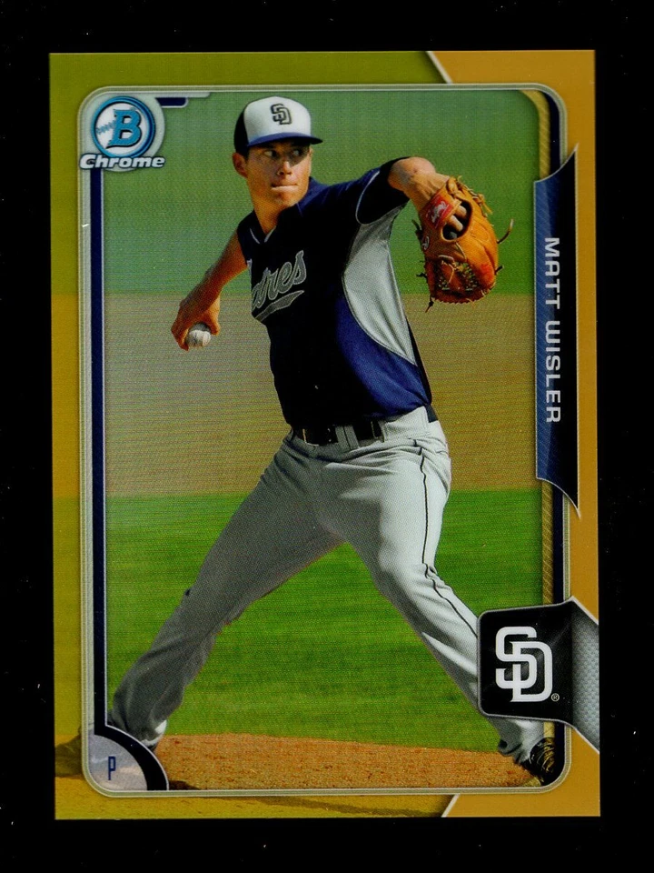 2015 BOWMAN CHROME GOLD REFRACTOR BCP83 MATT WISLER RC 19/50 SAN DIEGO PADRES - Image 1 of 1