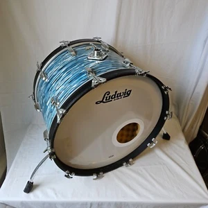 Ludwig 22x14" Blue Oyster 6-ply Kick Drum - Blue/Olive Badge 1980s - Picture 1 of 18