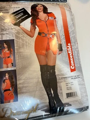 Disfraz de Halloween Sexy Dreamgirl Encerrado Prisionero Naranja Mameluco Mini Falda Nuevo Foto 1 de 4