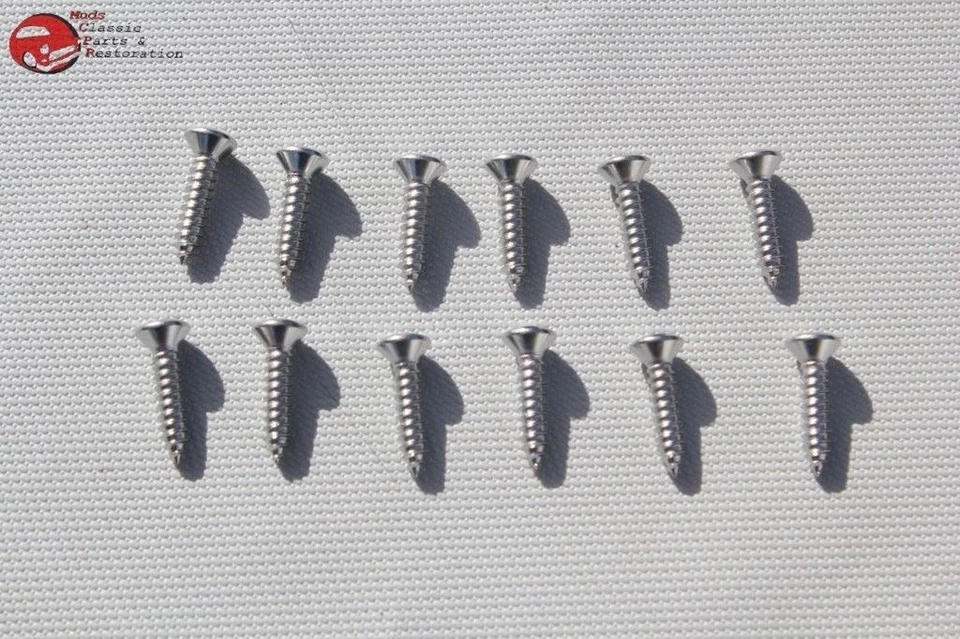 Chevy GM Door Sill Plate Headlamp Bezel Shift Plate Screw 12 Piece Chrome New - Image 1 of 1