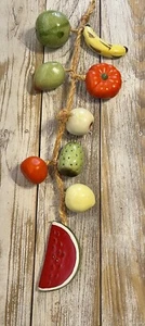 Vintage Obst- und Gemüseseil zum Aufhängen 9 Stück Obst & Gemüse - Bild 1 von 12