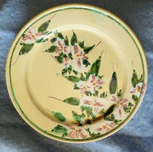 Patrick POTERIE GALTIE France signed hand-thrown Pottery PLATE 13" yellow FLORAL - Picture 1 of 8