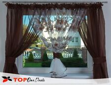 Amazing Brown Voile Net Curtains with Flowers Ready Made Living Dining Room