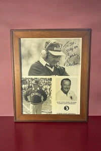 Florida State Seminoles Bobby Bowden Signed Black & White Print Framed Vintage - Picture 1 of 7