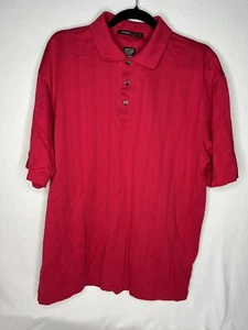 Tiger Woods Shirt Mens Large Red Patterned Striped Golf Polo Nike Dri Fit - Picture 1 of 10