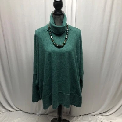 Zenana Cowl Neck Oversized Sweater Womens Size 2X 3X Teal Dolman Sleeve Soft NEW - Image 1 of 4