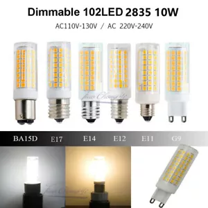 G9 E12 E14 E17 BA15D 10W LED Bulb 102LED 2835 110V 220V Ceramic Light dimmable - Picture 1 of 13
