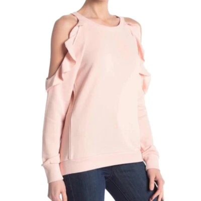 Nueva Sudadera Central Park West con Volantes Hombro Frío Rosa Rubor Talla Mediana Foto 1 de 4