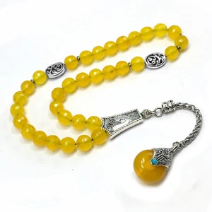 Cuentas de oración de piedra de jade amarillo de Malasia Tesbih Tasbih Masbaha (8 mm 33 cuentas) - Imagen 1 de 10