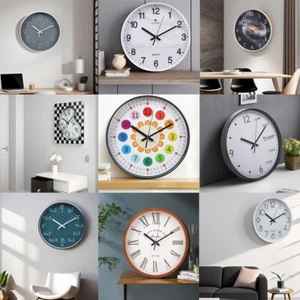 Modern For Bedroom Kitchen Wall Clock Decorative Round Clocks Quartz Time in UK - Picture 1 of 36